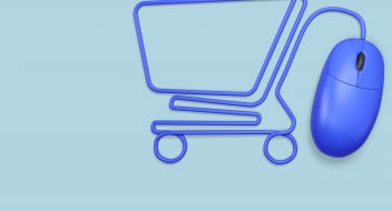 a shopping cart and a computer mouse