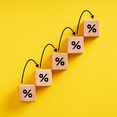 Connected blocks on a yellow background