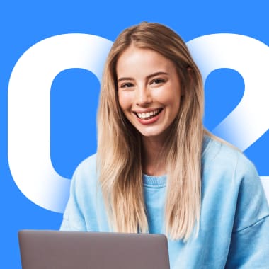 a young woman typing on a computer, 2023 in the background