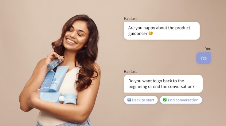 Example of ChatBot conversation from hairlust.com website