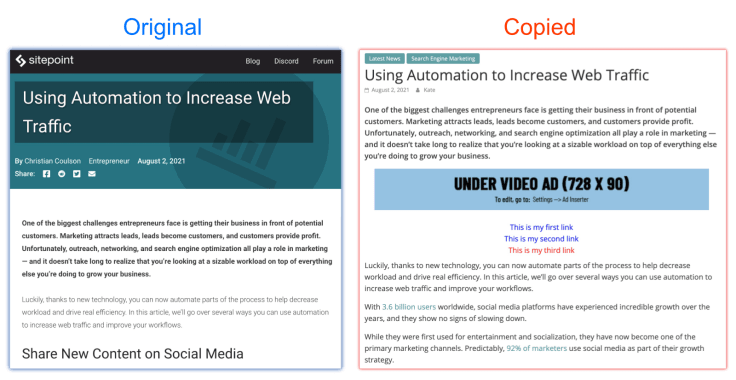 duplicate content