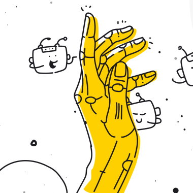 the hands surronded by chatbots