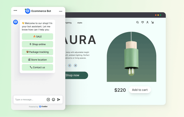 ChatBot widget on ecommerce website