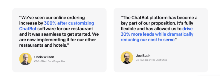 ChatBot testimonials