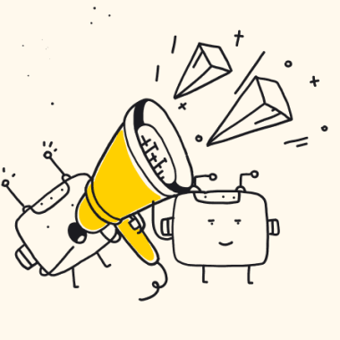 a chatbot and a megaphone