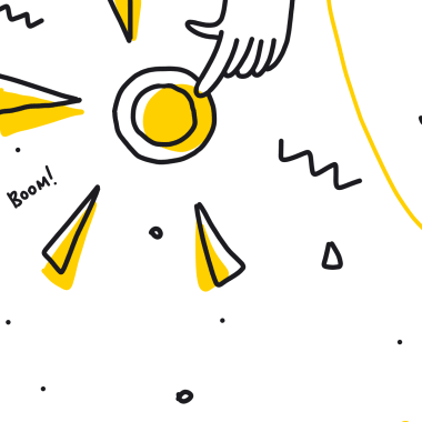 hands pressing yellow buttons