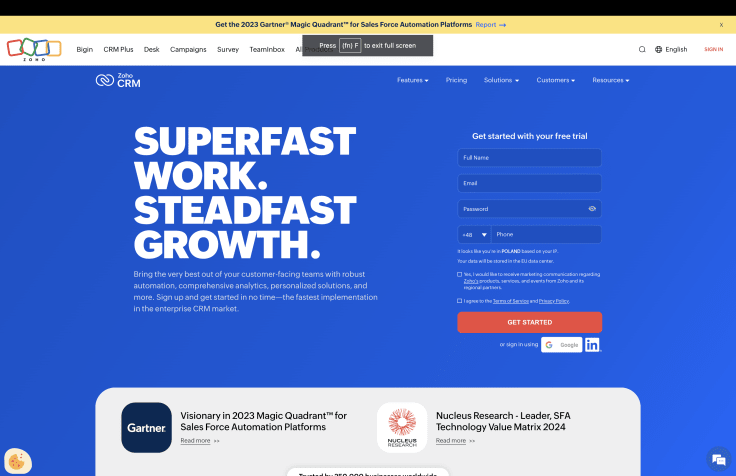 Zoho CRM as an alternative to Salesforce