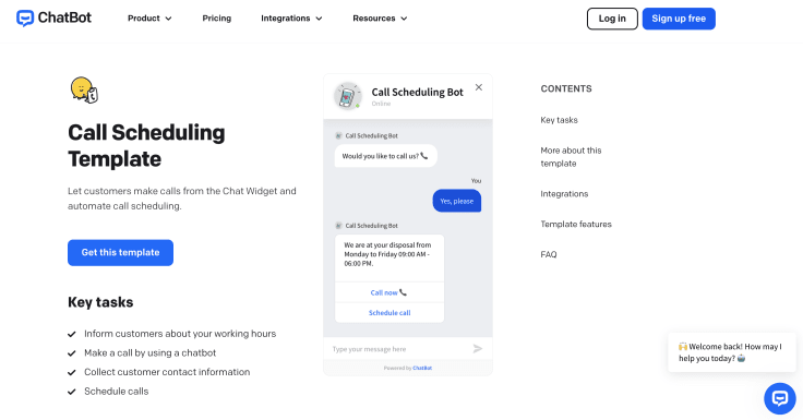 call scheduling template
